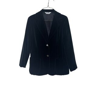 Koret of California Vintage Black Velvet Blazer Jacket Mother of Pearl Buttons